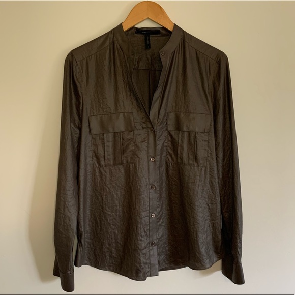 BCBGMaxAzria Dusty Olive Anderson Button Up - Picture 3 of 14